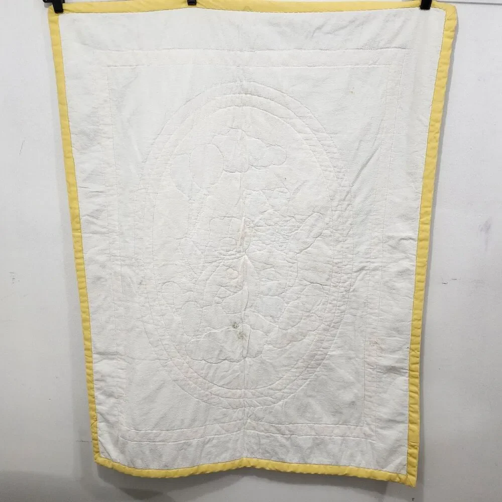 Vintage Bedtime Originals Teddy Bear Balloons Pastel Baby Crib Quilt Blanket